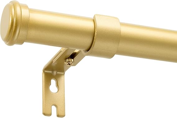 Zeerobee Curtain Rods for Windows 32 to 48, 1 Inch Heavy Duty Adjustable Drapery Rods, Modern Indoor/Outdoor Curtain Pole for Bedroom, Living Room, Patio, Farmhouse, 32"-48", Bright Gold
