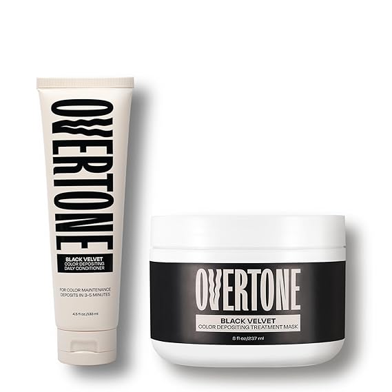 Overtone Semi Permanent Hair Color & Maintenance Daily Conditioner Set, Black Velvet