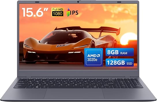 Laptop Computer, AMD Athlon 3020E Processor Up to 2.6GHz, 8GB DDR4 RAM 128GB SSD, 15.6" FHD IPS Display, Perfect for Online Courses, Working from Home, and Watching Video, Gray