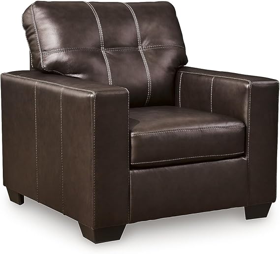 Signature Design by Ashley Santorine Classic Tufted Leather Match Chair, Dark Brown