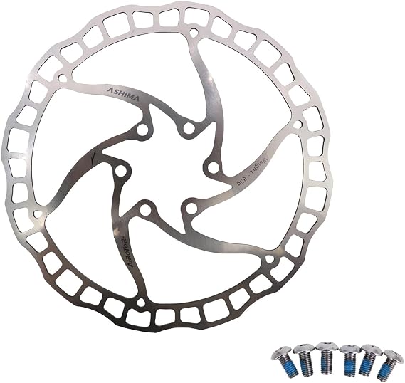 DJC ARO 08 Brake Disc Rotor Ultralight 85g Mountain Bike MTB Stainless Steel 140mm 160mm 180mm 203mm 6-bolts Original ASHIMA (Silver, 203mm)