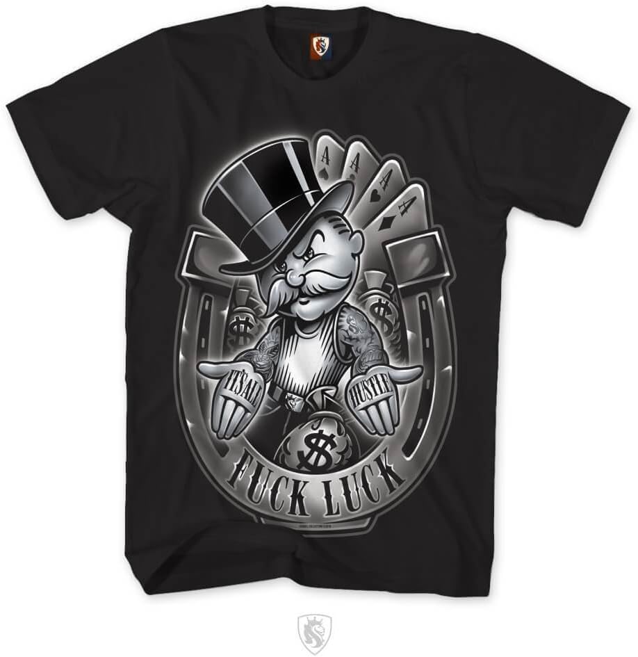 OGABEL Mens Monopoly Hustle Fck Luck 2X-Large Black
