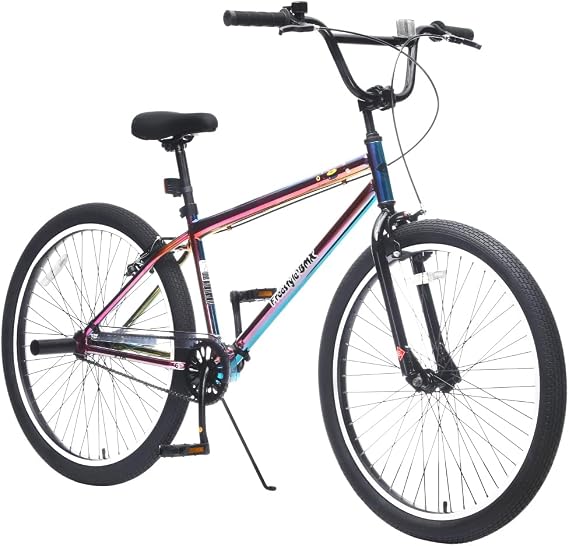 26 Inch Freestyle BMX Bike for Teens Ages 14+ | Sturdy Steel Frame, Single-Speed with 2 Pegs for Tricks, Front Caliper & Rear V-Brakes, Unisex for Boys Girls