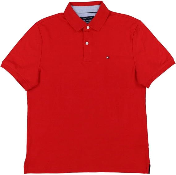 Tommy Hilfiger Mens Custom Fit Interlock Polo Shirt (Medium, Candy Red)