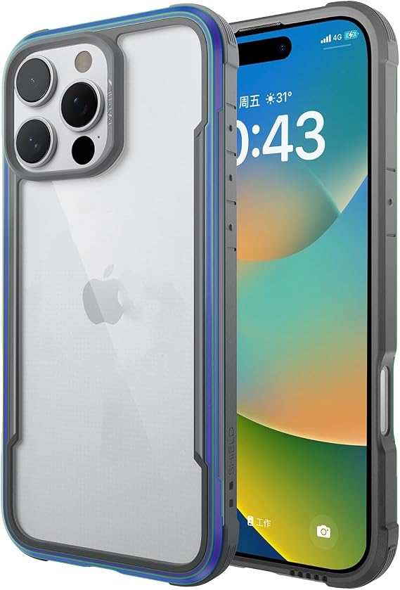 RAPTIC Shield for iPhone 16 Plus Case, [for 2024 Capture Button Shockproof Protective Clear Case], Military Grade 13ft Drop Tested, Durable Aluminum Frame, Anti-Yellowing Case, 6.7 inch, Black