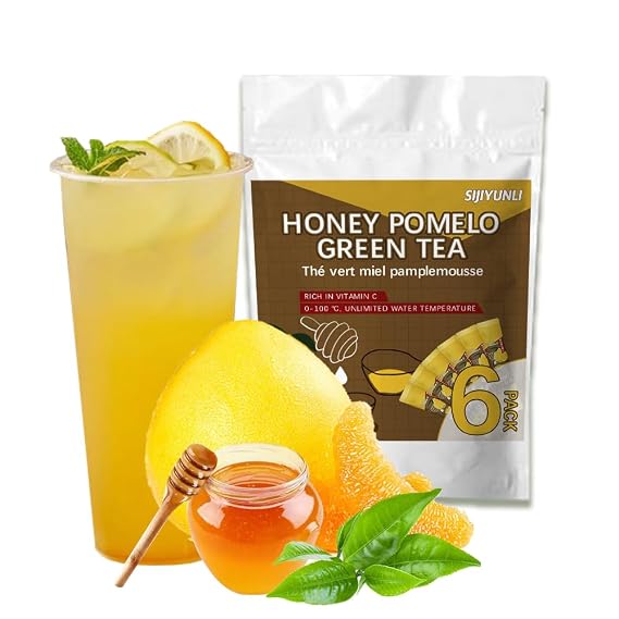 SIJIYUNLI-Honey pomelo Green Tea 120g/4.23oz Summer chilled refreshing fruit drink, low calorie and rich in vitamin C, containing 6 small independent bags for easy carrying