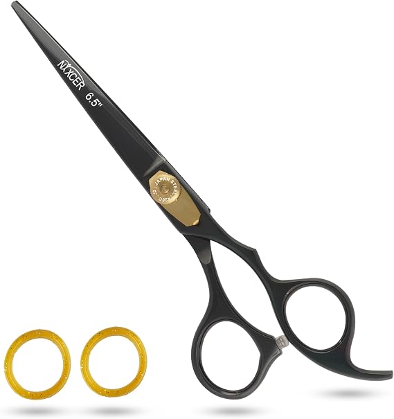 Hair Cutting Scissors -Sharp Razor Edge Blade Hair Shears Series - 6.5" With Fine Adjustment Stainless Steel Hair Scissors Professional For Men, Women & Babies (Black)