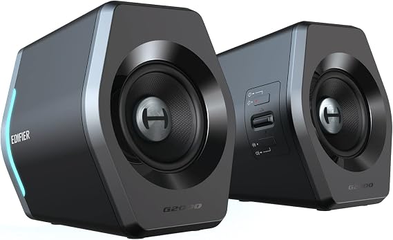 "EDIFIER Official Store" Edifier G2000 Gaming Speakers for PC Bluetooth 5.1 32W Hi-Fi Sound Quality Wired Bluetooth/USB/AUX Connection PC Compatible with LED Light Small Set of 2