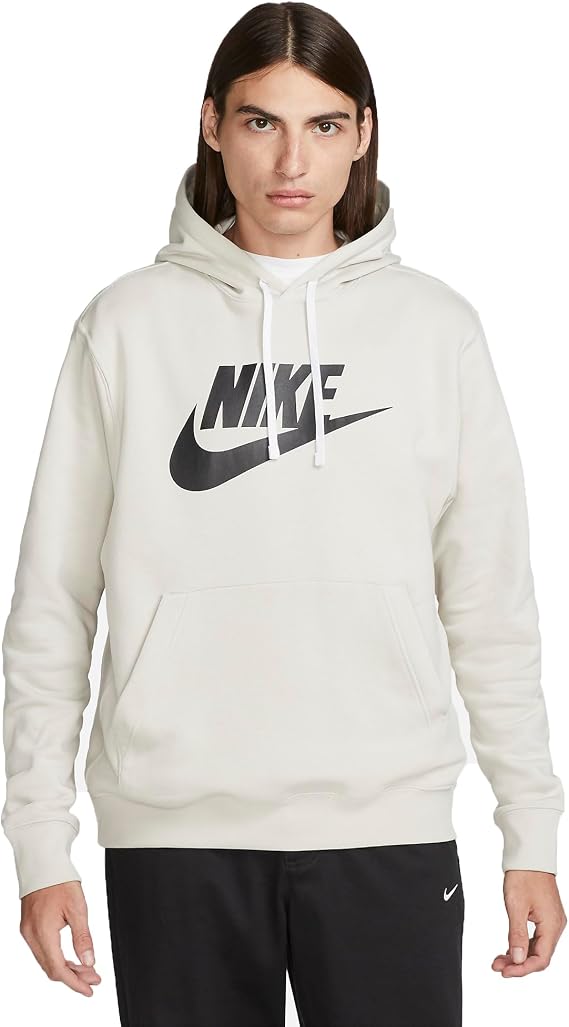 Nike Sportswear Club Fleece Men's Graphic Pullover Hoodie (Light Bone/White/Black, BV2973-073)