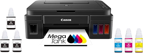 Canon G3200 All-In-One Wireless Supertank (MegaTank) Printer| Copier| Scanner| and Mobile Printing, Black, 6.5" x 17.6" x 13" (0630C002)