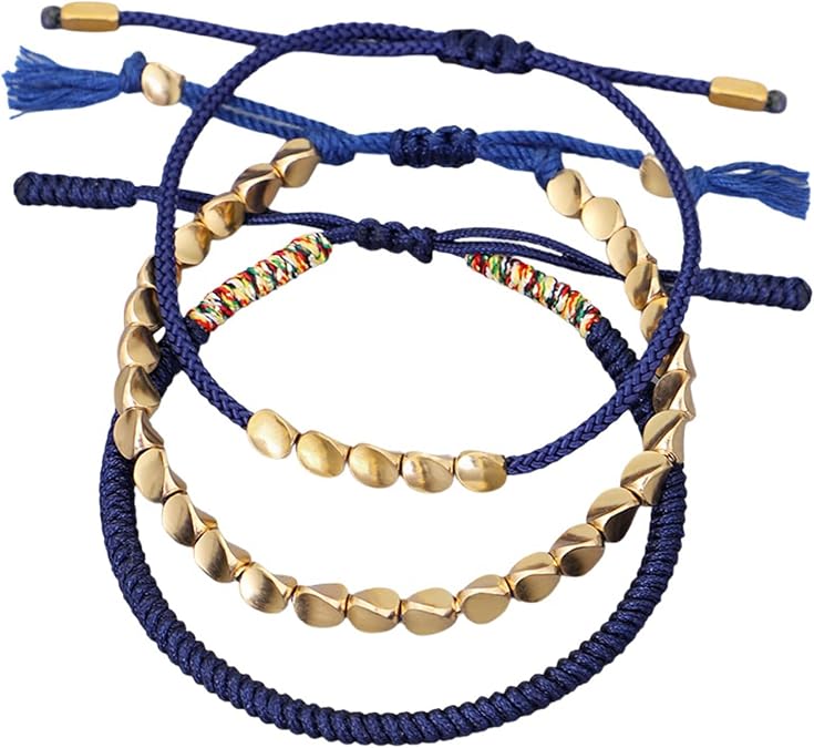 3Pcs Tibetan Buddhist Handmade Braided Adjustable Bracelets Lucky Protection Rope Woven Knots Prayer Bracelet Friendship Couple Amulet Wristbands Jewelry for Women Men