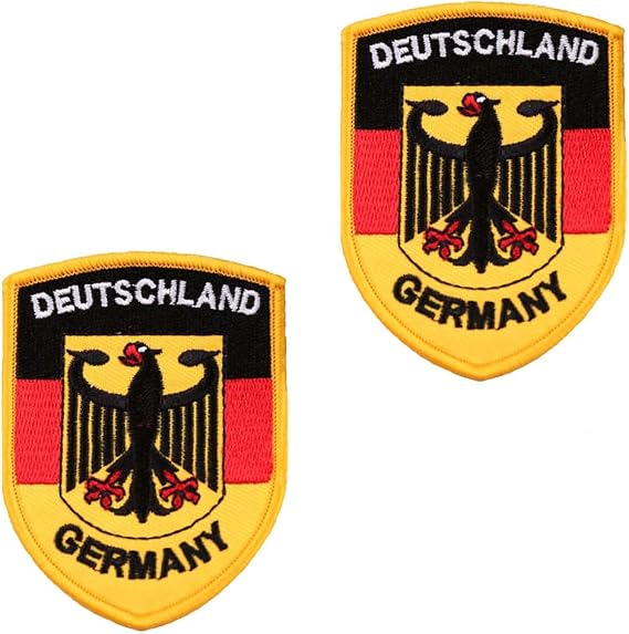 Pack of 2 Sign Germany Flag Patch Iron-On Patch Applique for Clothing Baseball Cap Bags Vest Jacket Backpacks
