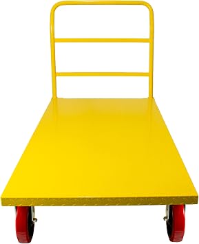 5Seconds Platform Cart Industrial Dolly Cart 3300LB Heavy Duty 60 x 30 Platform Hand Truck Push Cart Super Heavy Duty Diamond Plate Commercial Flatbed Cart 8'' Moving Swivel Wheels (Yellow)