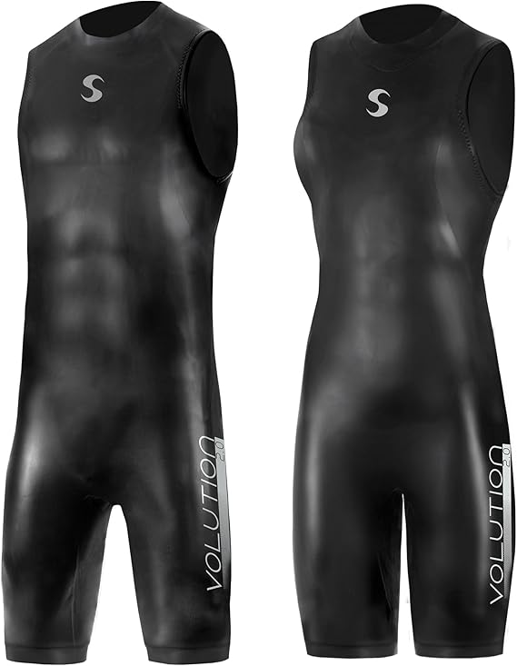 Synergy Triathlon Wetsuit 3/2mm - Volution Sleeveless Quick John Smoothskin Neoprene for Open Water Swimming