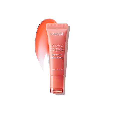 LANEIGE Lip Glowy Balm: Sheer Tinted Lip Treatment Balm Tube with Shea & Murumuru Butters for Hydrating, Moisturizing, Glossy, Non-Sticky Shine, Berry | Korean Skin Care, Grapefruit