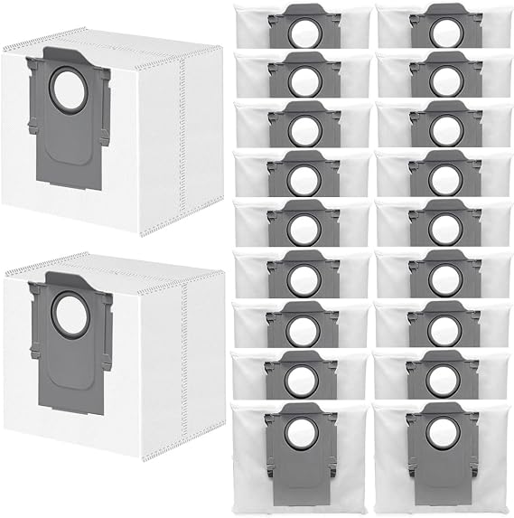 20 Pack Leak-Proof Replacement Dust Bag for Roborock, 3L Large Capacity Auto-Empty Dock Bag for S7 MaxV Ultra/S8 Pro Ultra/Q7 Max+/Q8 Max+ Self-Emptying Robot Vacuum