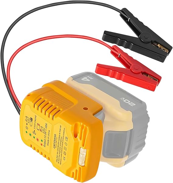 CarJump Starter, Jumper Starter Adapter for DeWalt 20V 60V Battery, Jumper Cables 11AWG 1.2FT Automotive Booster Cable for Jump Starting Car Using Tool Battery