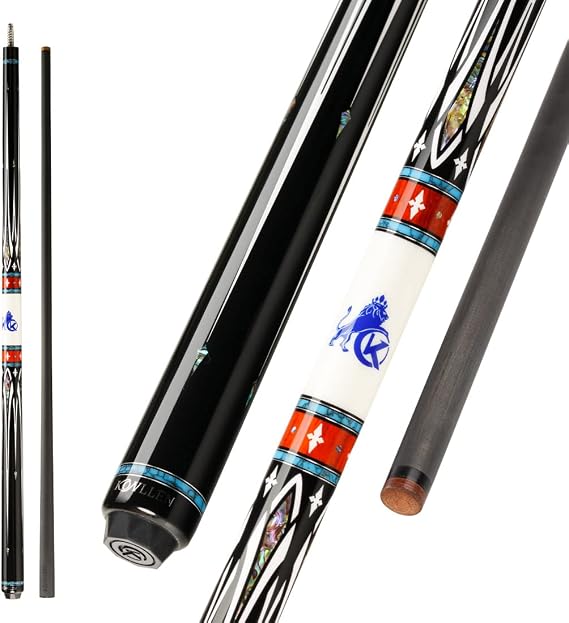 KONLLEN Carbon Fiber Pool Cue Stick 58 Inch 19oz 12.5/10.5mm tip Billiard Cue