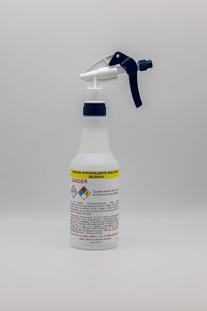 Pre-Labeled GHS Spray Bottles - Sodium Hypochlorite (Bleach) - 16oz (Supplied Empty)