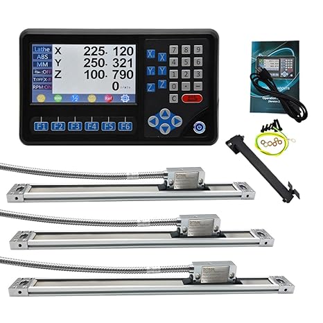 14''x36''x16'' 3Axis LCD DRO Digital Readout Display Kit RPM Function,High Precision IP67 1um EIA-422 Output Magnetic Scale Encoder (370mm+920mm+420mm) for Lathe Milling Bridgeport Grinding