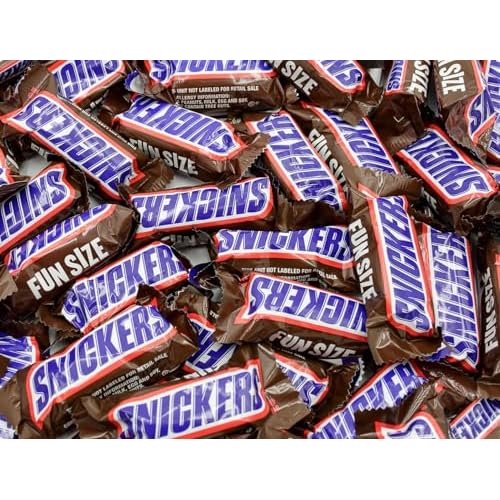 FUN SIZE Chocolate Candy Bars 1 lb Anti Melt Pack, Individually Wrapped 26 Pieces, Bulk, Snack-Size Format, Crunchy Peanuts & Smooth Caramel