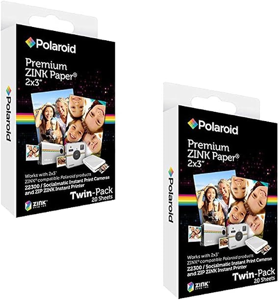 Polaroid 2x3 inch Premium ZINK Photo Paper 40 Sheets - Compatible With Polaroid Snap Z2300 SocialMatic Instant Cameras Zip Instant Printer