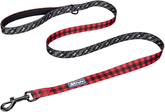 PoyPet 5 Feet Plaid Dog Leash with Padded Handle (Checkered Red)