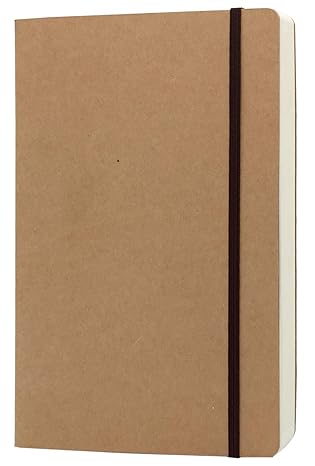 CooLeathor A5 Blank Notebook - 14.8x21cm Hard Kraft Cover Sketch Book with Elastic Closure, 80 Sheets / 160 Pages, Thick 100gsm Paper, Great for Sketching, Writing and Journal Refill