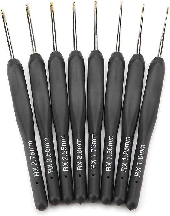 8Pcs Black Fine Soft Handle Crochet Hooks Set, 1mm 1.25mm 1.5mm 1.75mm 2mm 2.25mm 2.5mm 2.75mm Plastic Knitting Crochet Hooks Ergonomic