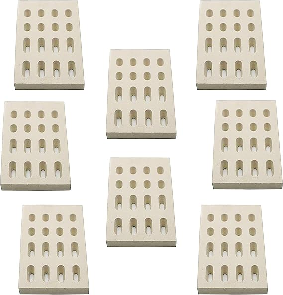 8-Pack Ceramic Briquettes, Stainless Steel, Unflavored, Grill Ceramic Briquettes, Replacement Parts for Barbeques Galore Grand Turbo, Members Mark, Grand Hall Gas Grills
