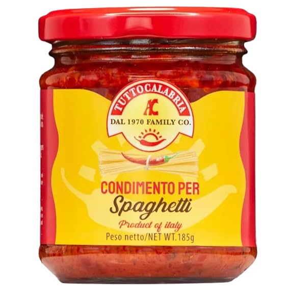 TUTTOCALABRIA Hot Spaghetti Sauce, Italian Chili Sauce, Spicy, 6.5 oz