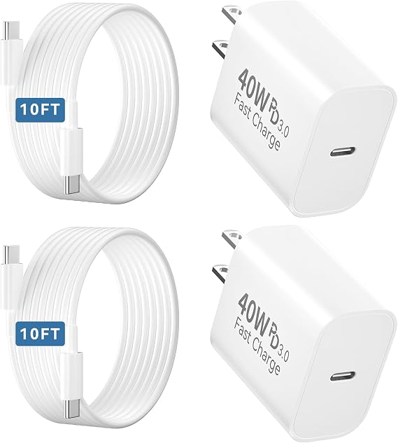iPhone 17 Pro Max Charger Fast Charging, 40W USB C Fast Phone Charger with 10 FT Long Type C Charging Cable Cord for iPhone 17 Pro Max/17 Pro/Air/17/16/16Pro/16ProMax/Plus/15/S24/S25