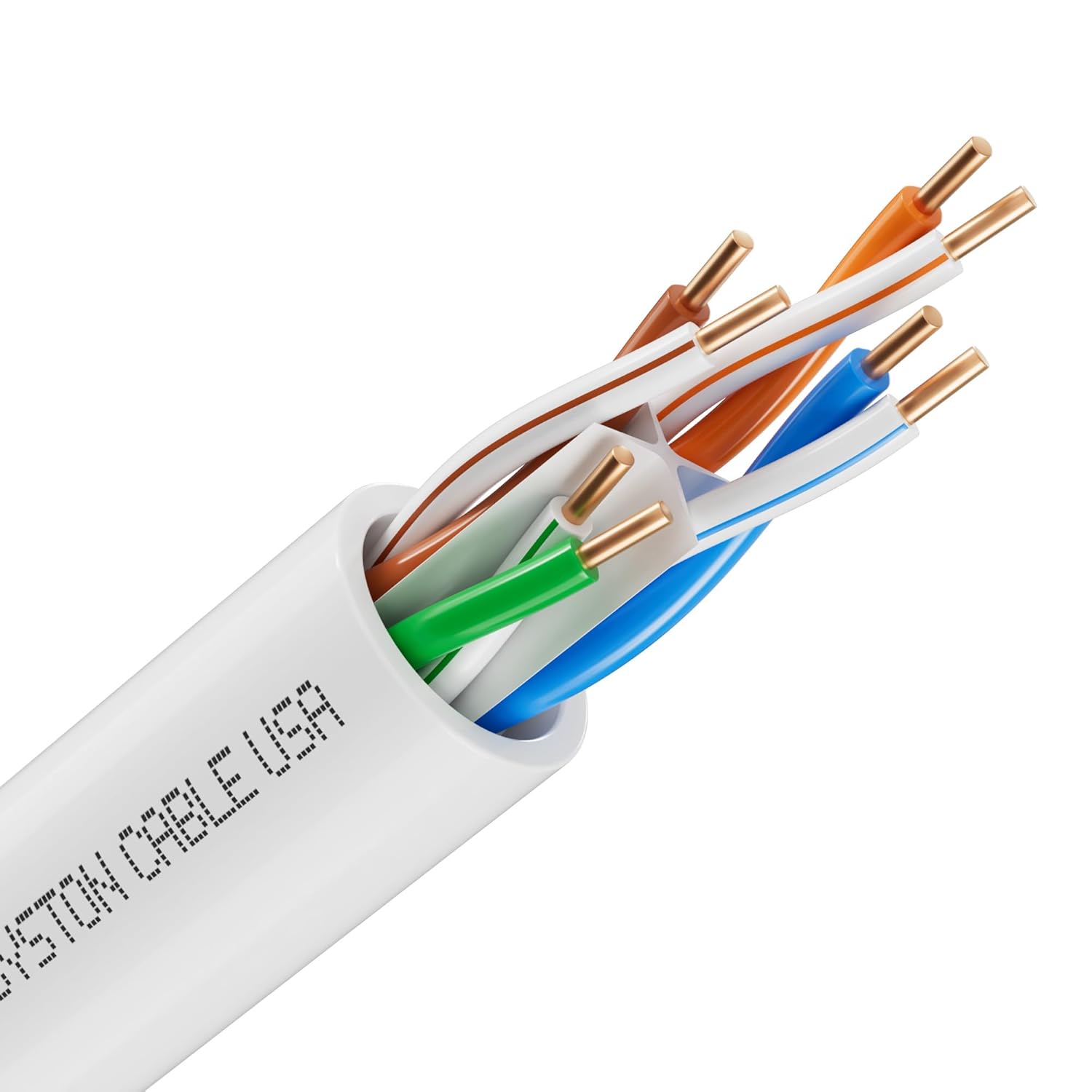 Cat6e Ethernet Internet Cable - 20 FT，600MHz 23AWG Solid Bare Copper Wire OutdoorIndoor Suit, No Ends 10 Ft to 1000 Ft Available, Heat Resistant Riser Rated - CMR