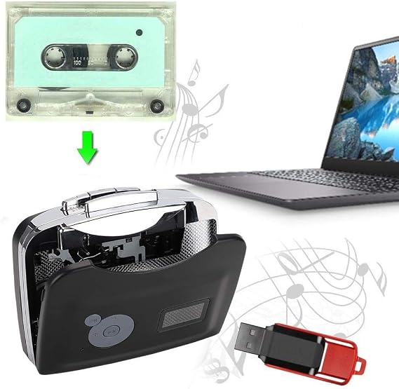 Tangxi Cassette Tape to MP3 Converter, USB Cassette to Digital Converter Player with Earphone, Compatible with Laptop/PC/USB Flash Drive