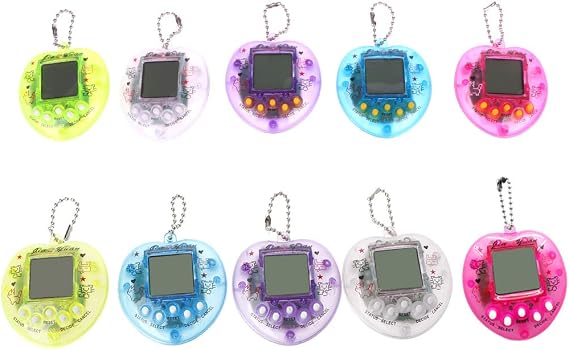 Electronic Pet Game Machine Transparent Peach Heart Virtual Pet Puzzle Game Keychain Birthday Gift for Kids Electronic Pet Game Handheld Electronic Pet Game Virtual Electronic Pet Game Littlest