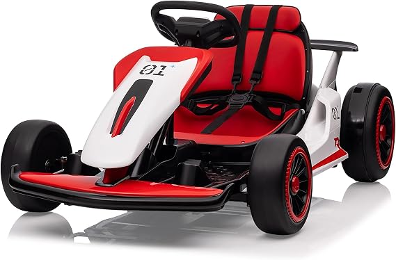 Electric Go Kart for Kids Age 6-12, 360 Spin Drift Cart | with 200W Dual Motor & 7AH Battery, 8.1MPH Max Speed, Adjustable Seat, 5-Point Safety Belt, 110LBS Load,USB/MP3 Player