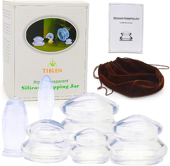 Silicone Cupping Therapy 6 Cups Set, Professional Chinese Body Massage Tool, Advanced Vacuum Suction Cups Set for Joints, Anti-Cellulite, Back and Neck Pain Relief (6 pcs)
