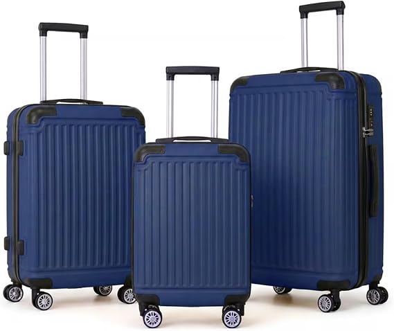 Luggage Sets 3 Piece Hardshell 8 Spinner Wheels & TSA Lock | Lightweight Durable ABS Hardside Luggage, Scratch-Resistant Travel Suitcases, Nesting Design, 20/24/28 Inch, Navy Blue