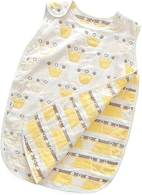 Baby Sleeping Bag 6 Layered Cotton Gauze Vest Wearable Blankets Breathable,Crown,58x35cm