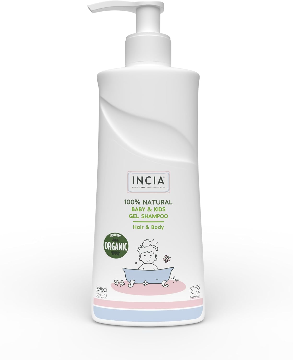 INCIA 100% Natural Organic Certified Baby and Kids Gel Shampoo Hair Body Lavender Host Preventive 350 ml