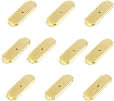 10 Packs Brushed Brass Cabinet Hardware Knob Back Plates, 2.8 Inch Length and 1.0 Inch Width, Zinc Alloy Backplates Washers for Drawer Knobs Dresser Pull Handles Golden