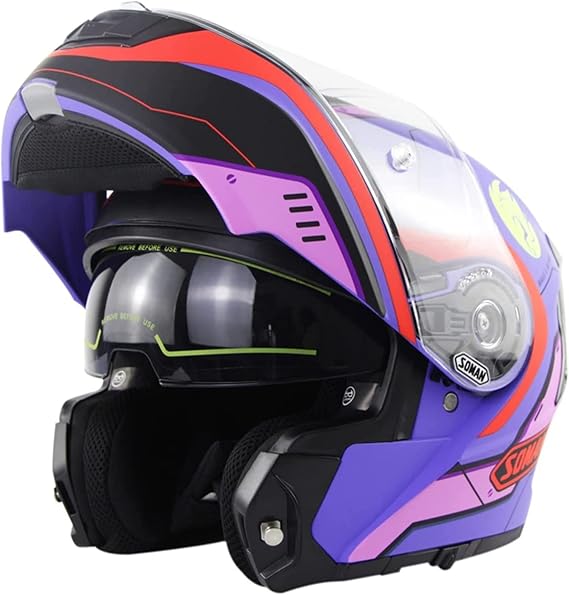 Motorcycle Helmet Flip Up Helmets ECE Approved Double Visor Anti-Fog Modular Helmet Motorcycle Helmet Full Face Helmets Scooter Helmet Scooter Helmet Moped Helmet F,XL