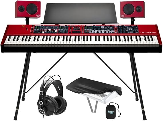Nord Stage 4 88 88-Key Fully-Weighted Electric Keyboard Bundle with Nord Piano Monitor V2 (Pair), Nord Music Stand, and Professional Studio Headphones (5 Items)