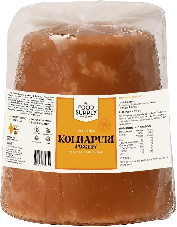 Kolhapuri Jaggery, Goor (Cane Sugar) - Natural Sweetner, Sugar Alternative - Great Natural Replacement for White Sugar - Unrefiened (Kolhapuri Jaggery