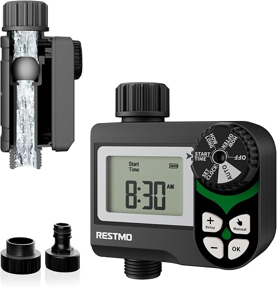 RESTMO Irrigation Timer Zero Pressure Ball Valve Water Timer, Hose Timer