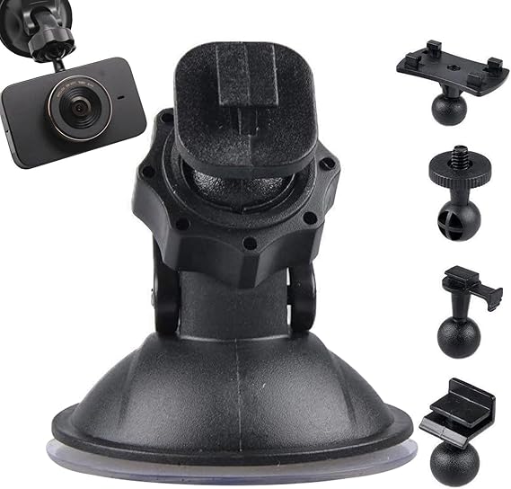 Gps Suction Cup Mount - Car Suction Cup for Dash Cam Holder - 360 Degree Angle Car Mount with 5 Types Adapter for Driving DVR Camera Camcorder GPS Action Cameras