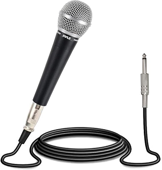 Pyle Microphone, Dynamic Cardioid, XLR Cable Included, Unidirectional, Rugged Construction, Built-in Pop Filter, Perfect for Stage & Studio, High Gain, Ultra-Wide Frequency Response, 15ft Cable