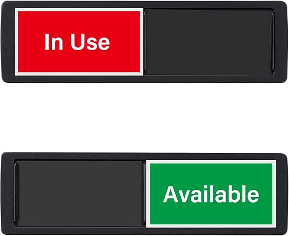 EKSPRINT In Use or Available Sign, Vacant Occupied Signs for Home Office Hotles Hospital Restroom, Slider Door Sign Indicate Whether the Room in Use or Available, 7'' x 2'' - Black