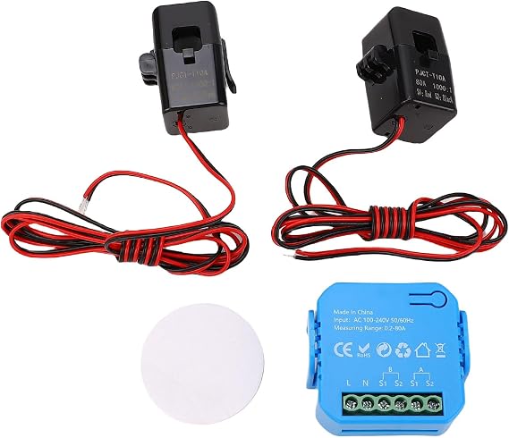 Hilitand WiFi Smart Energy Meter Real Time Monitoring Single Phase Electricity Usage Meter with 2x80A CT Clamp for Solar PV System and Home Energy Management