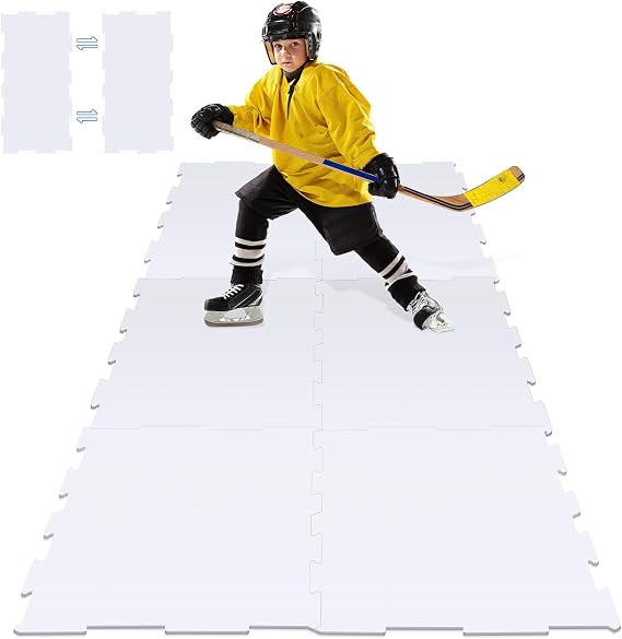 Dryland Hockey Ice Tiles, 19 x 38 Inch Large Synthetic ice Tiles Artificial Double Sided Hockey Shooting Pads outdoo Rink for Shooting Passing Practices